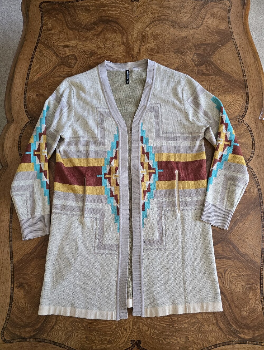 Crazy Train Southwestern Cardigan Womens Size Large Open Front Western Boho